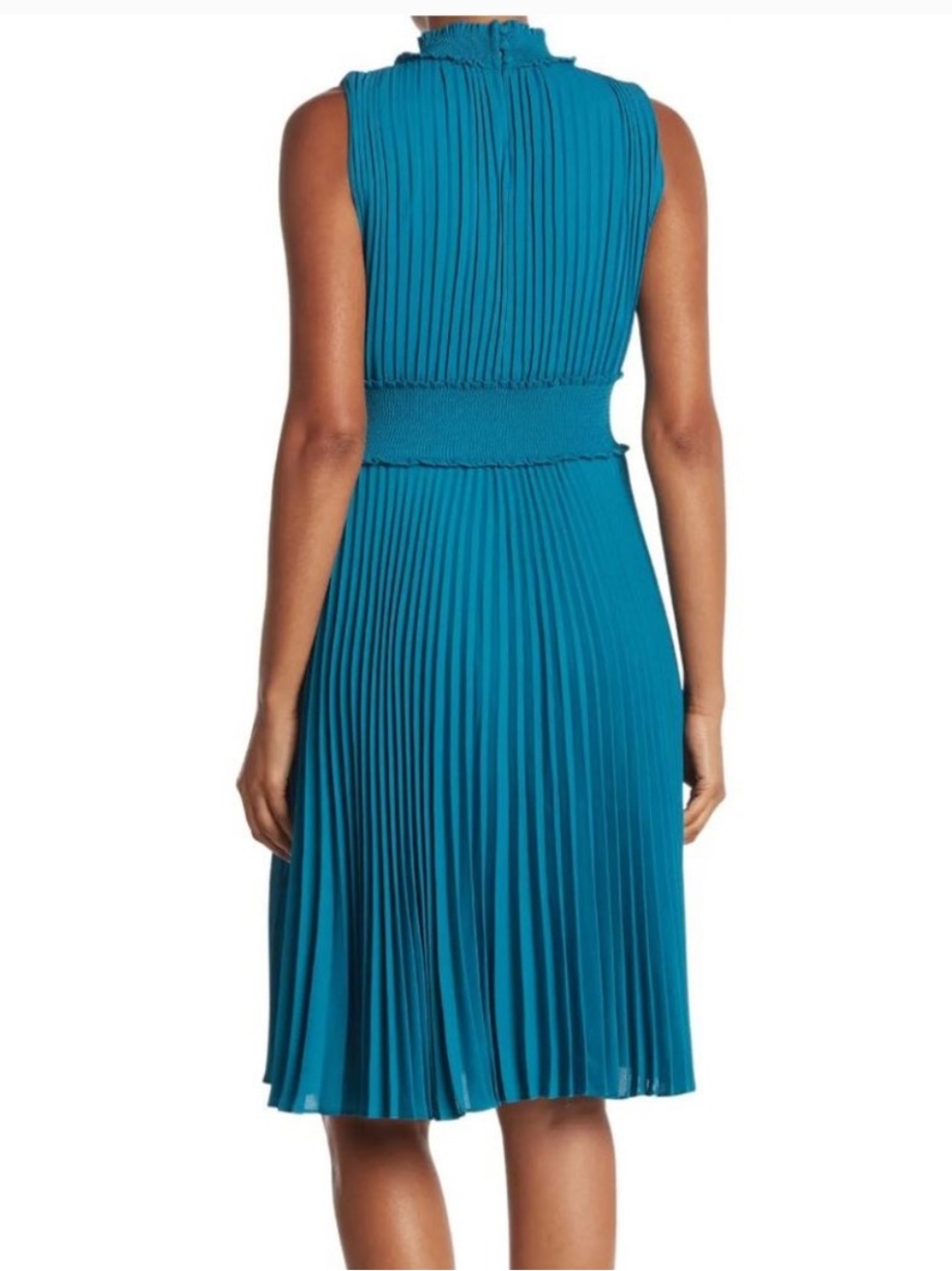 Nanette Nanette Lepore Sleeveless Smocked Neck Pleated Career Dress SZ 12 Teal - Picture 2 of 9
